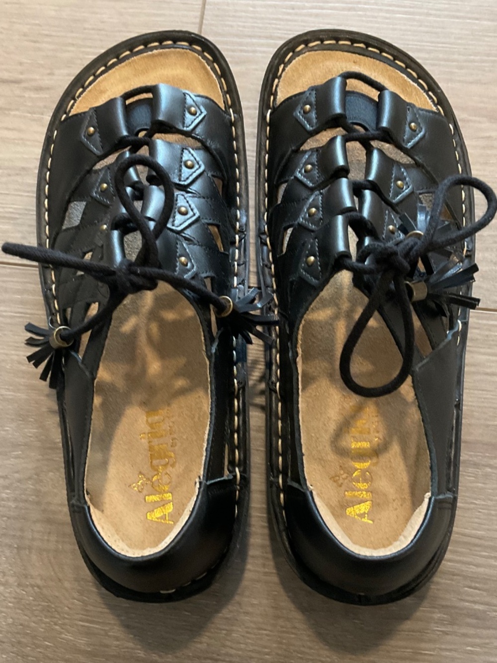 ALEGRIA Valerie Gladiator Leather Sandal Black Size EU 39 U.S. 9 NEW - Picture 4 of 9